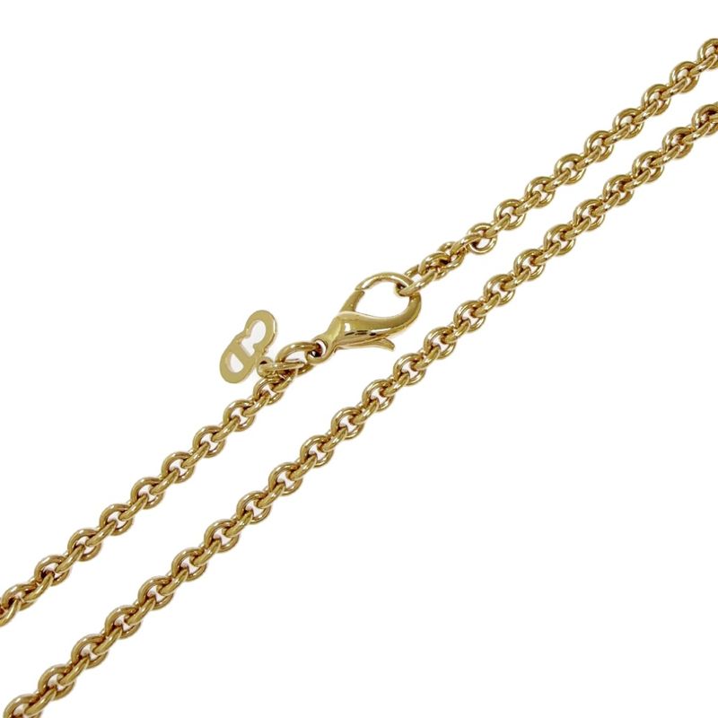 Dior Rhinestone Logo Necklace Gold