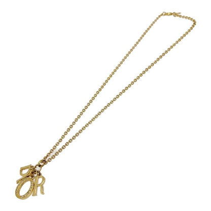 Dior Rhinestone Logo Necklace Gold