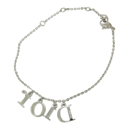 Dior Metal Rhinestone Logo Bracelet Silver