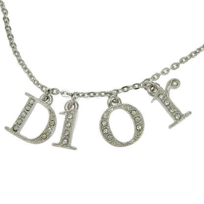Dior Metal Rhinestone Logo Bracelet Silver