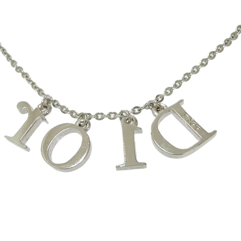 Dior Metal Rhinestone Logo Bracelet Silver