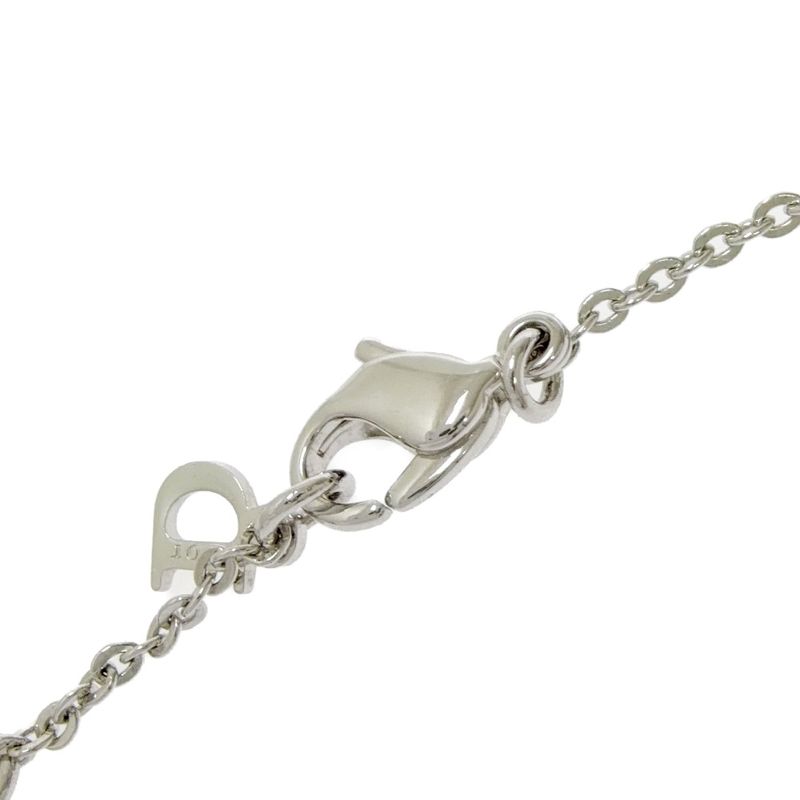 Dior Metal Rhinestone Logo Bracelet Silver