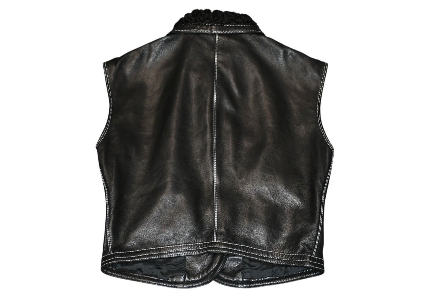 Versace Vintage Shearling Leather Vest Black — view 2