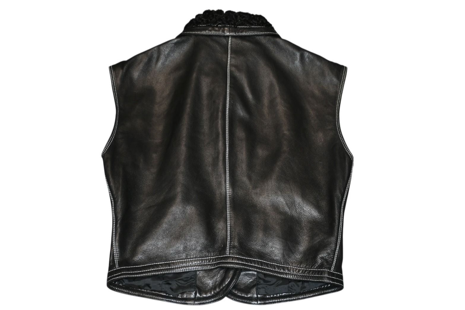 Versace Vintage Shearling Leather Vest Black — view 2