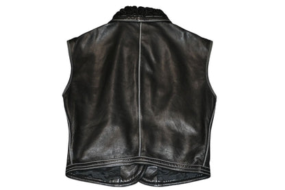 Versace Vintage Shearling Leather Vest Black — view 2