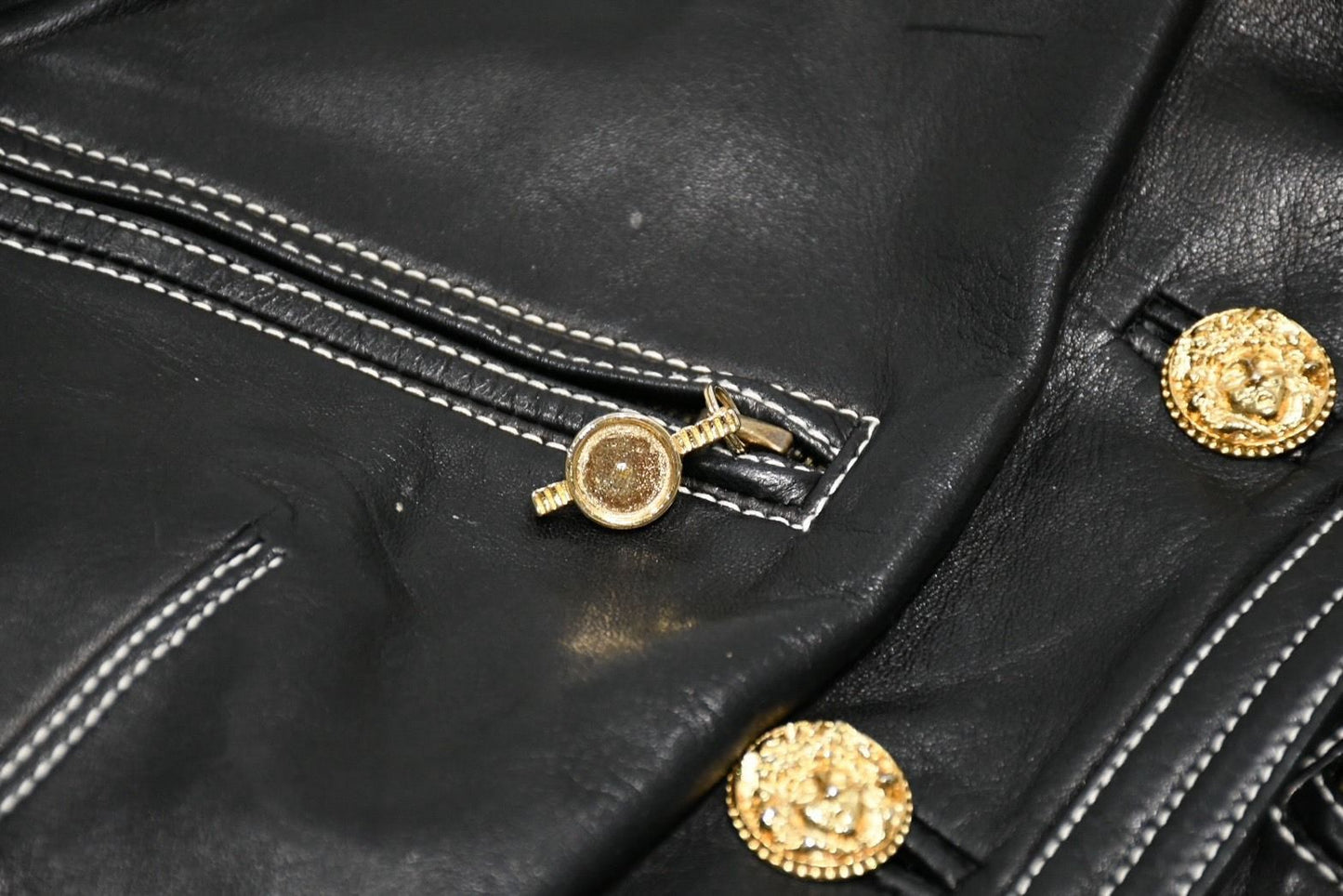 Versace Vintage Shearling Leather Vest Black — view 6