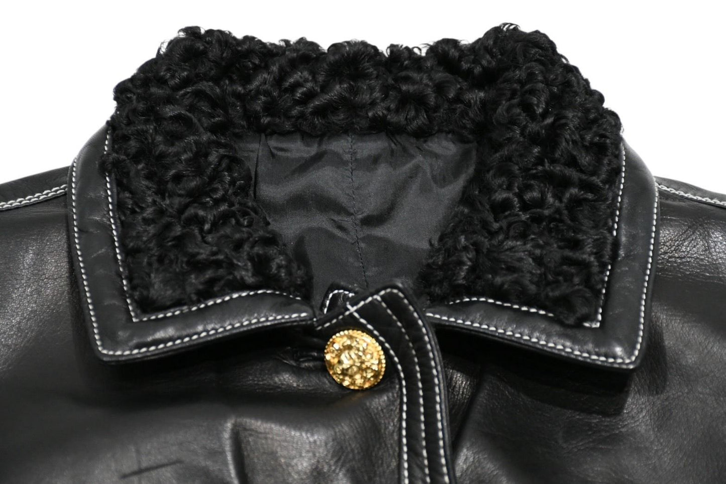 Versace Vintage Shearling Leather Vest Black — view 3