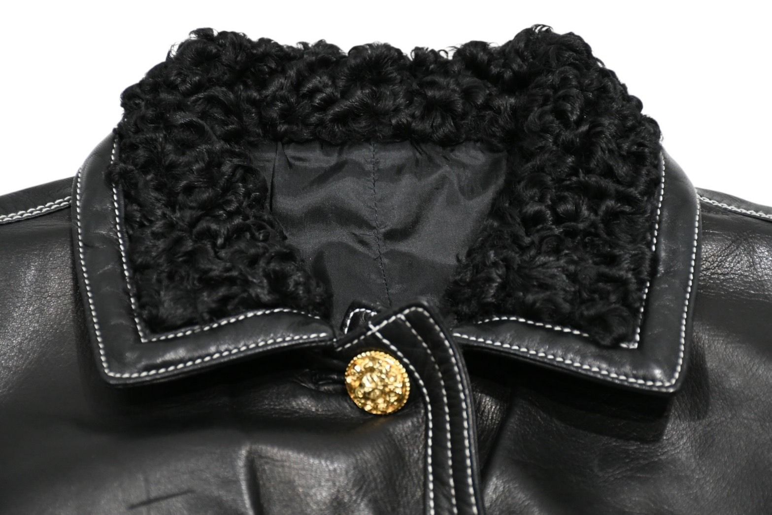 Versace Vintage Shearling Leather Vest Black — view 3