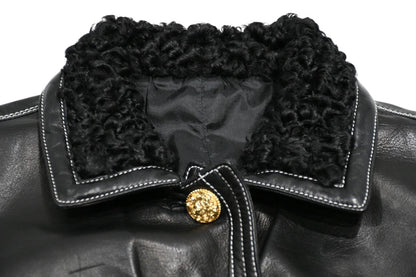 Versace Vintage Shearling Leather Vest Black — view 3