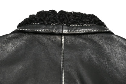 Versace Vintage Shearling Leather Vest Black — view 4
