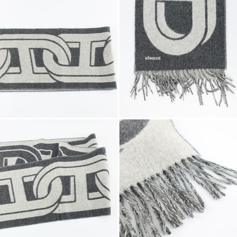 Hermes Cashmere Scarf Mayon Cashmere 100% Gris Cine Cles