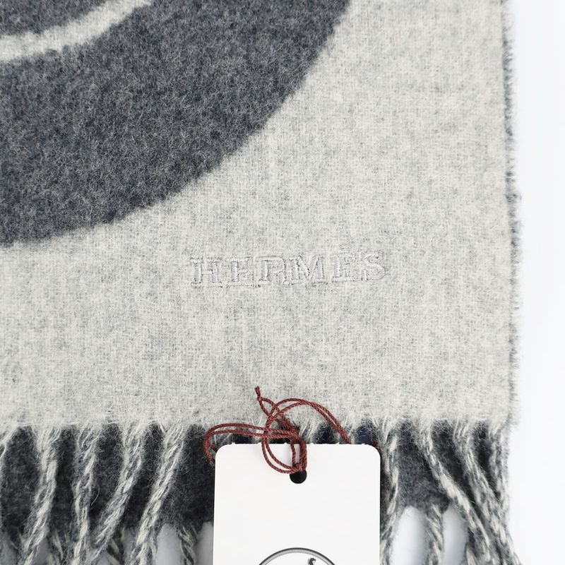 Hermes Cashmere Scarf Mayon Cashmere 100% Gris Cine Cles
