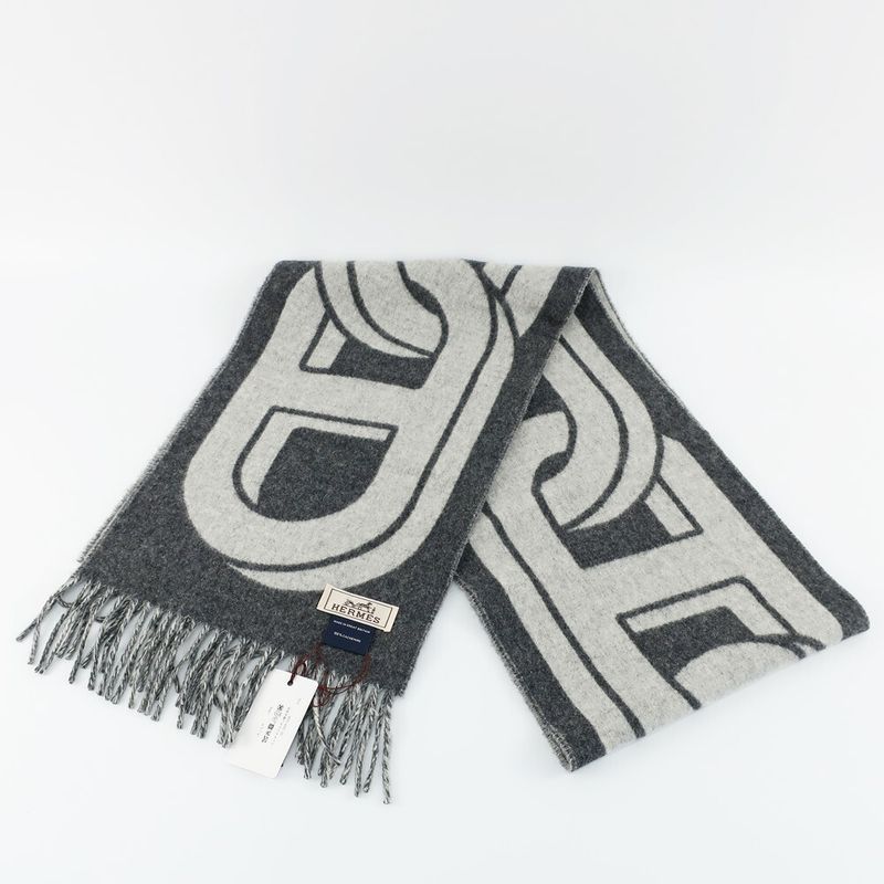 Hermes Cashmere Scarf Mayon Cashmere 100% Gris Cine Cles