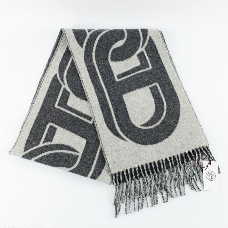 Hermes Cashmere Scarf Mayon Cashmere 100% Gris Cine Cles
