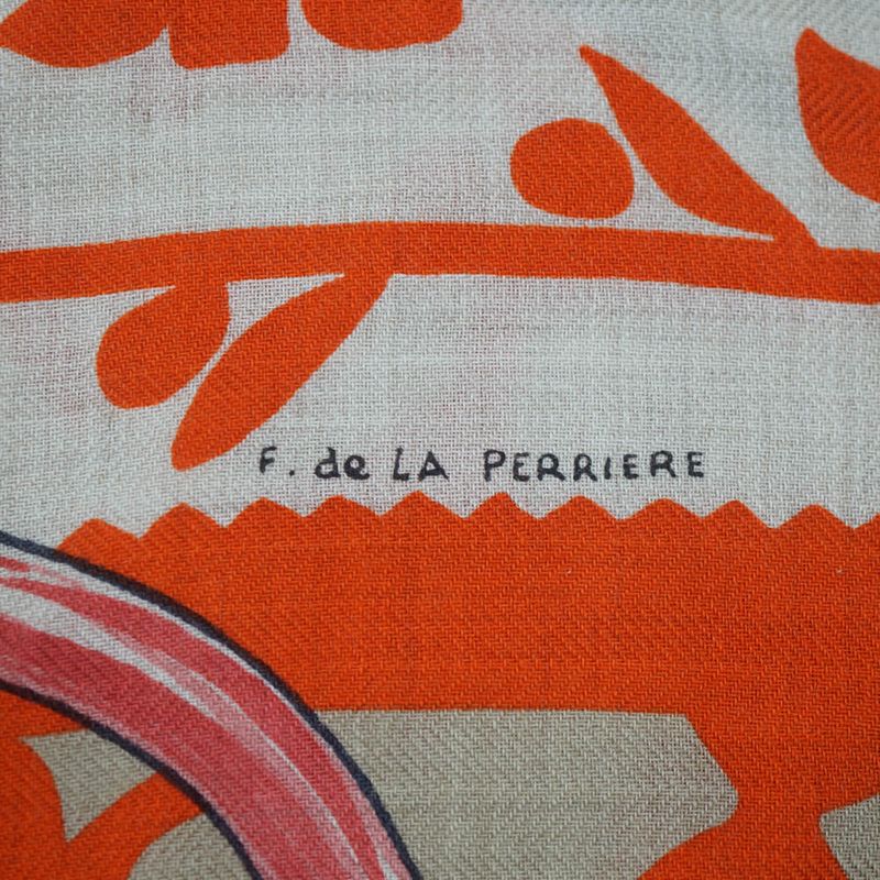 Hermes Triangle Armor Scarf Beige Multicolor Cashmere Silk
