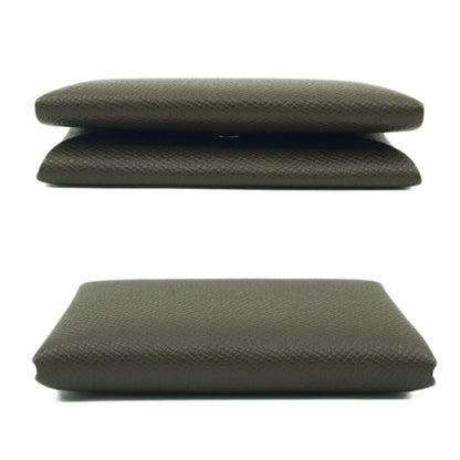 Hermes Calvi Duo Card Case Coin Case Dark Brown Silver