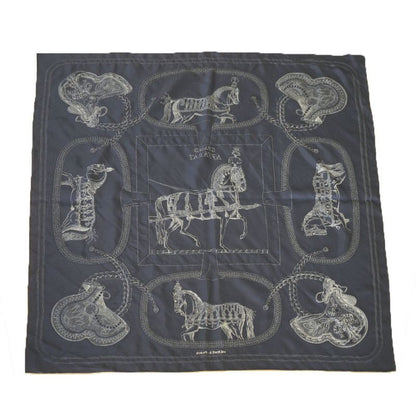 Hermes Carre 90 Grand Apparat Embroidered Pearl Beads Scarf Silk