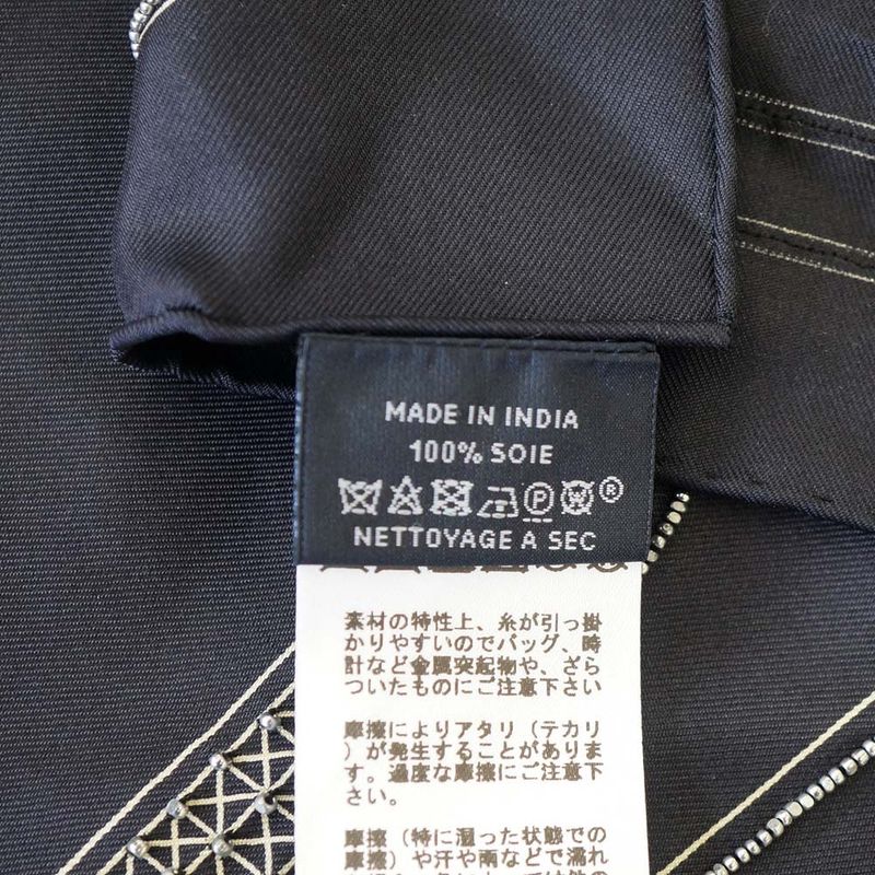 Hermes Carre 90 Grand Apparat Embroidered Pearl Beads Scarf Silk