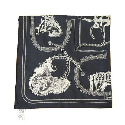 Hermes Carre 90 Grand Apparat Embroidered Pearl Beads Scarf Silk