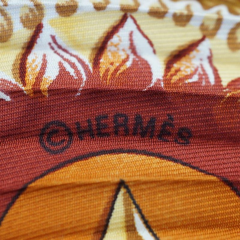 Hermes Pleats Carre Chevaux de Trait Horse Silk Yellow Multicolor