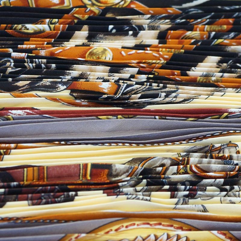Hermes Pleats Carre Chevaux de Trait Horse Silk Yellow Multicolor