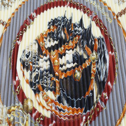 Hermes Pleats Carre Chevaux de Trait Horse Silk Yellow Multicolor