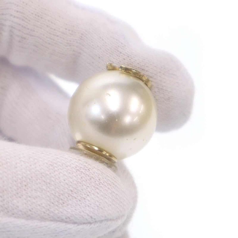 Chanel CC Logo Faux Big Pearl Earrings White