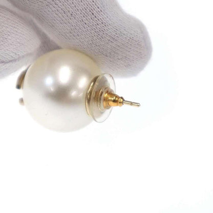Chanel CC Logo Faux Big Pearl Earrings White