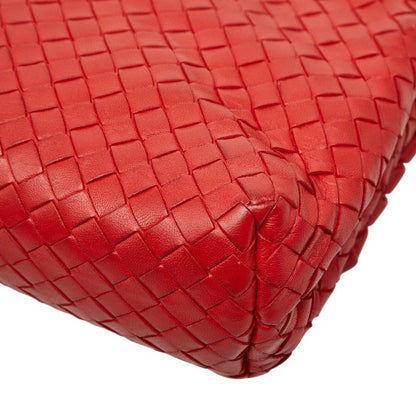 Bottega Veneta Intrecciato Chain Shoulder Bag Red Leather