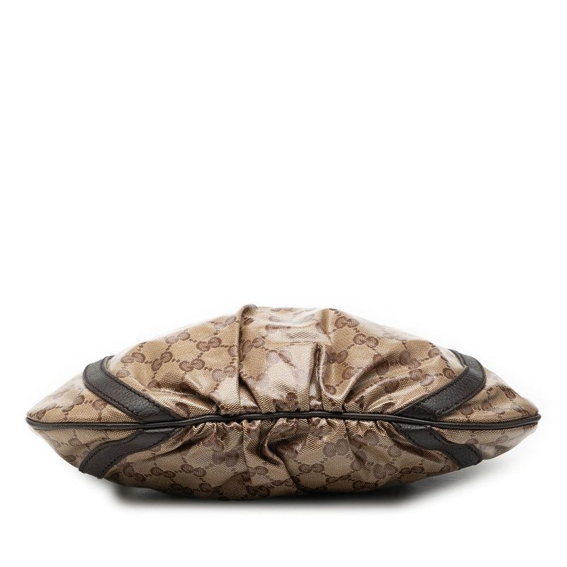 Gucci GG Crystal Abbey Crossbody Shoulder Bag Beige Brown Leather