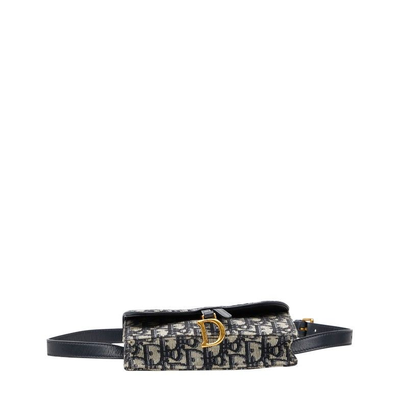 Dior Oblique Trotter Saddle Belt Bag Navy Beige Canvas Leather