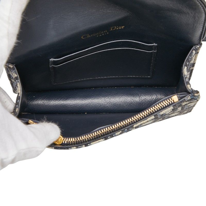 Dior Oblique Trotter Saddle Belt Bag Navy Beige Canvas Leather