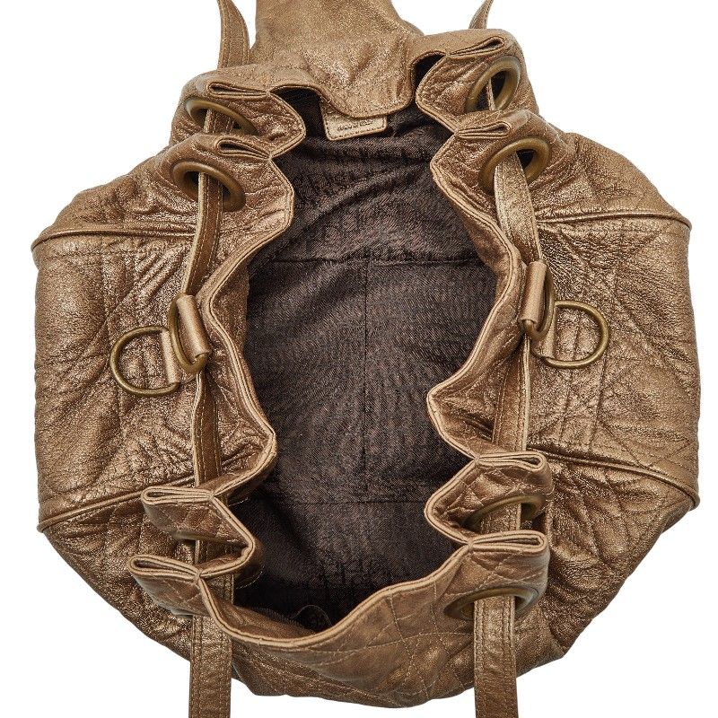 Dior Cannage Tote Shoulder Bag Gold Leather