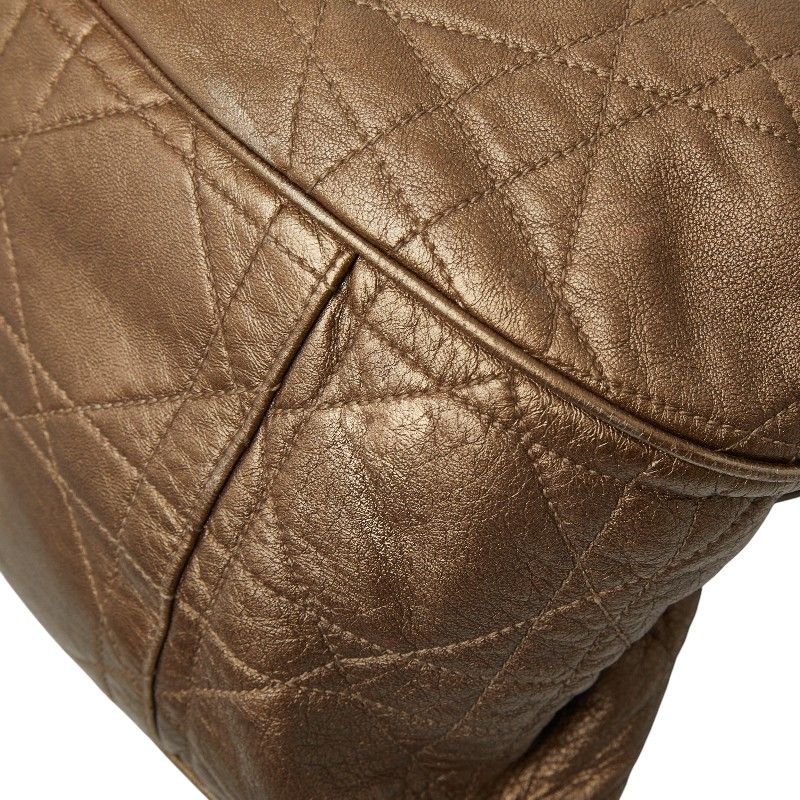 Dior Cannage Tote Shoulder Bag Gold Leather