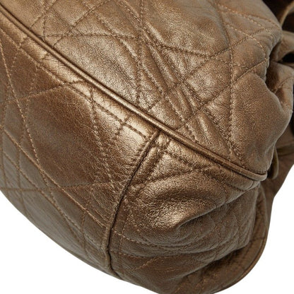 Dior Cannage Tote Shoulder Bag Gold Leather