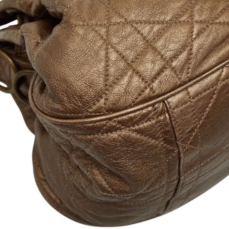 Dior Cannage Tote Shoulder Bag Gold Leather