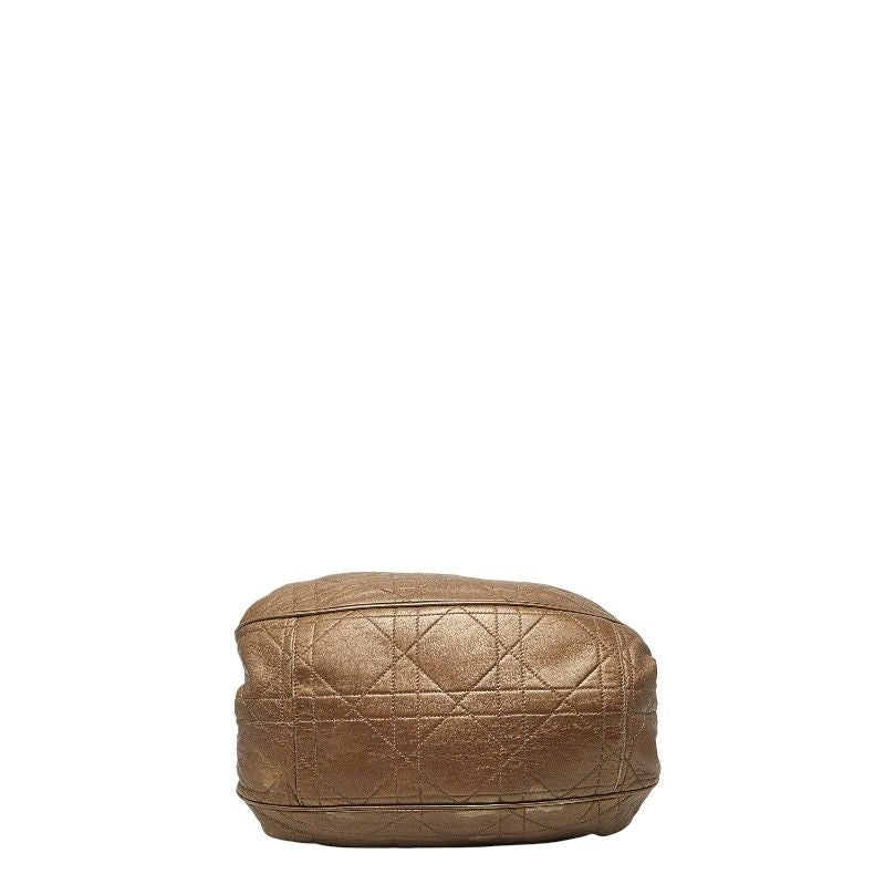Dior Cannage Tote Shoulder Bag Gold Leather