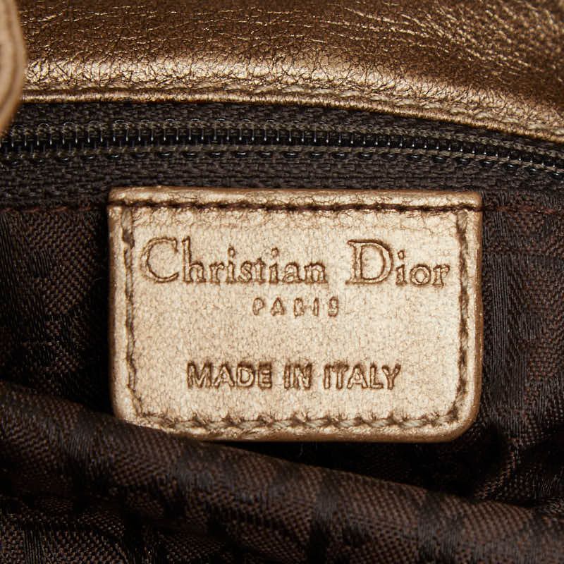 Dior Cannage Tote Shoulder Bag Gold Leather