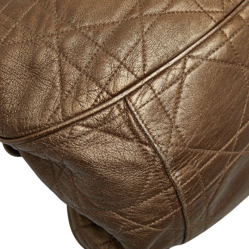 Dior Cannage Tote Shoulder Bag Gold Leather