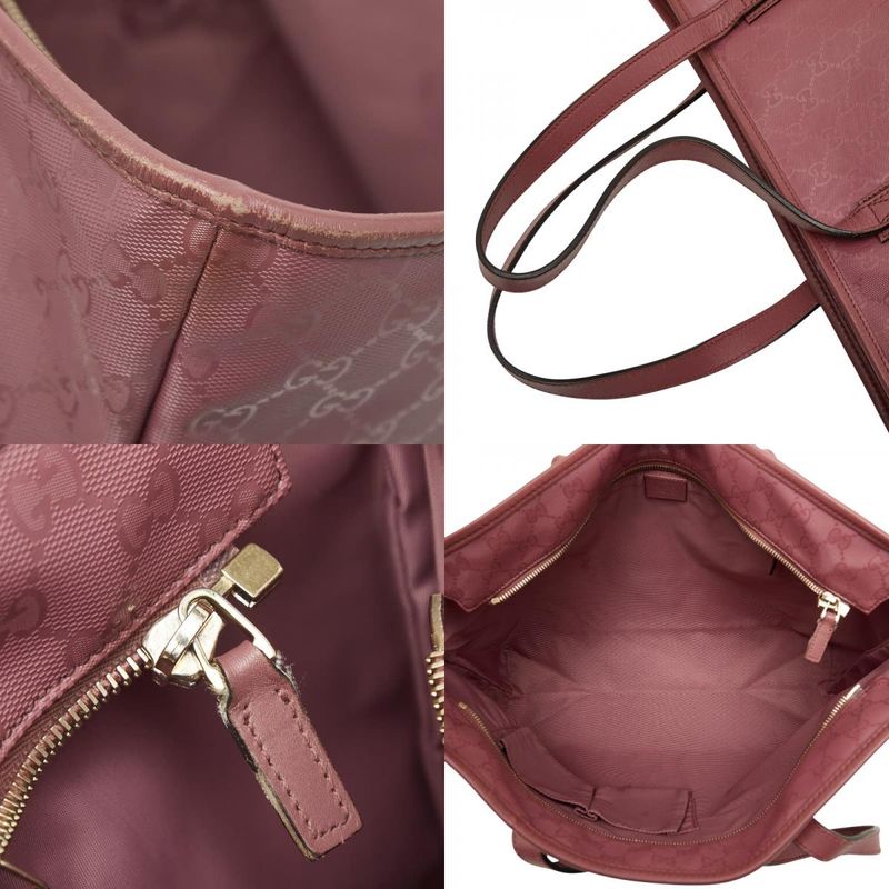 Gucci GG Supreme Tote Shoulder Bag Pink Leather