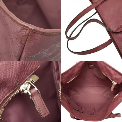 Gucci GG Supreme Tote Shoulder Bag Pink Leather