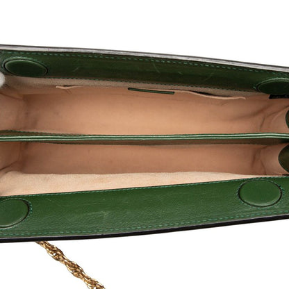 Gucci Ophidia Chain Shoulder Bag Brown Green Leather