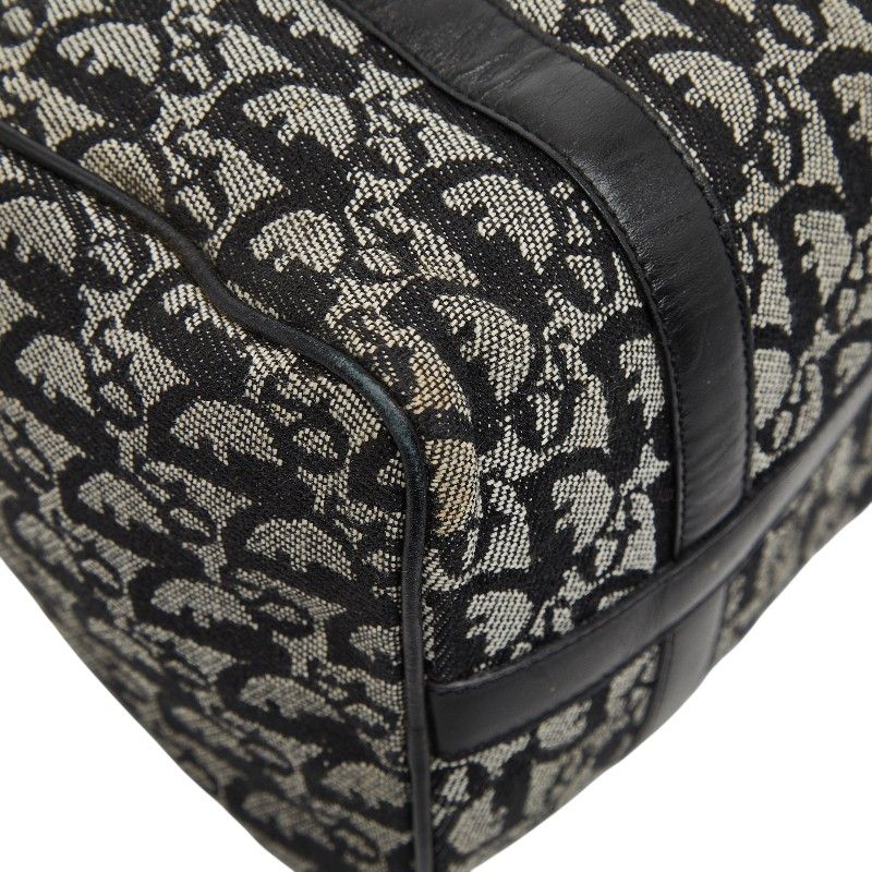 Dior Trotter Mini Boston Bag Black Beige Canvas Leather