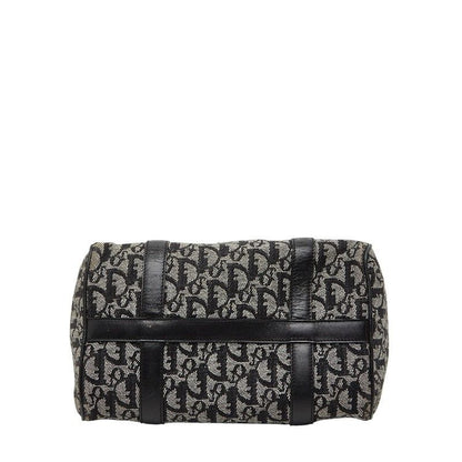 Dior Trotter Mini Boston Bag Black Beige Canvas Leather
