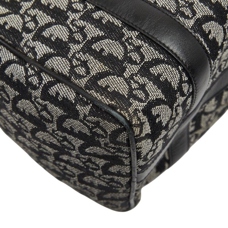 Dior Trotter Mini Boston Bag Black Beige Canvas Leather