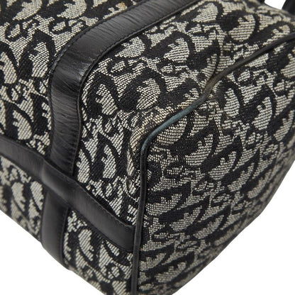 Dior Trotter Mini Boston Bag Black Beige Canvas Leather