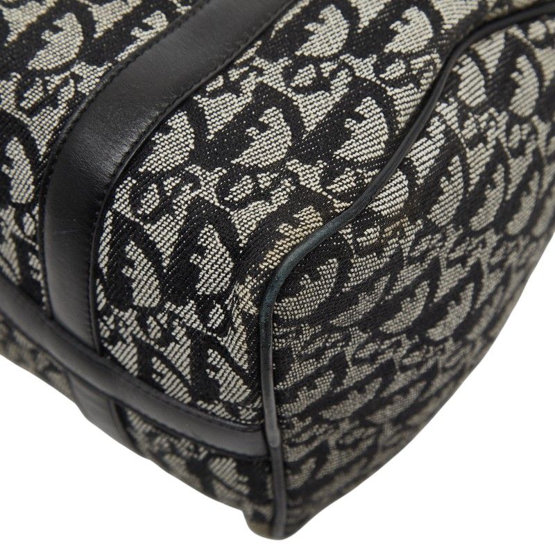 Dior Trotter Mini Boston Bag Black Beige Canvas Leather