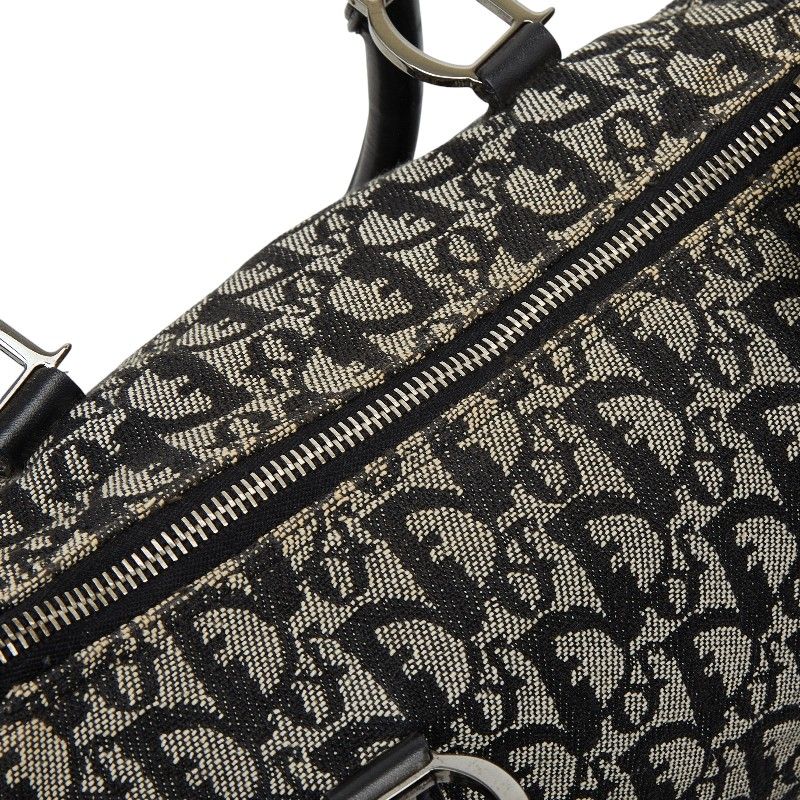 Dior Trotter Mini Boston Bag Black Beige Canvas Leather