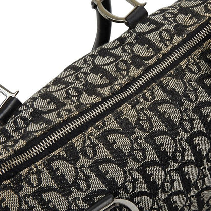 Dior Trotter Mini Boston Bag Black Beige Canvas Leather