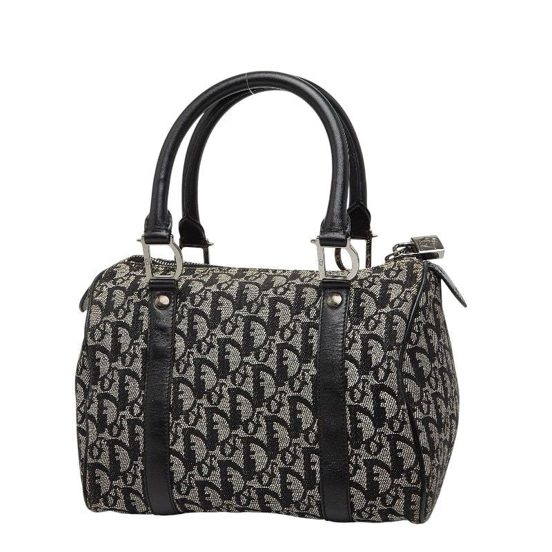 Dior Trotter Mini Boston Bag Black Beige Canvas Leather